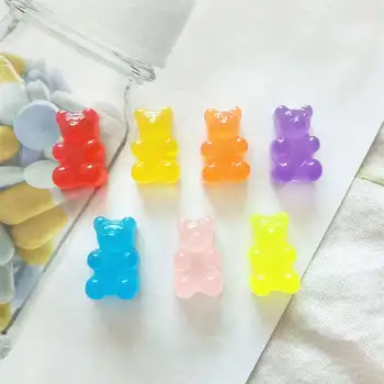 

New 100Pcs Resin Candy Flatback Cabochon Miniature Qq Gummy Candy Cute Bear Design Resin Sugar Dollhouse Diy