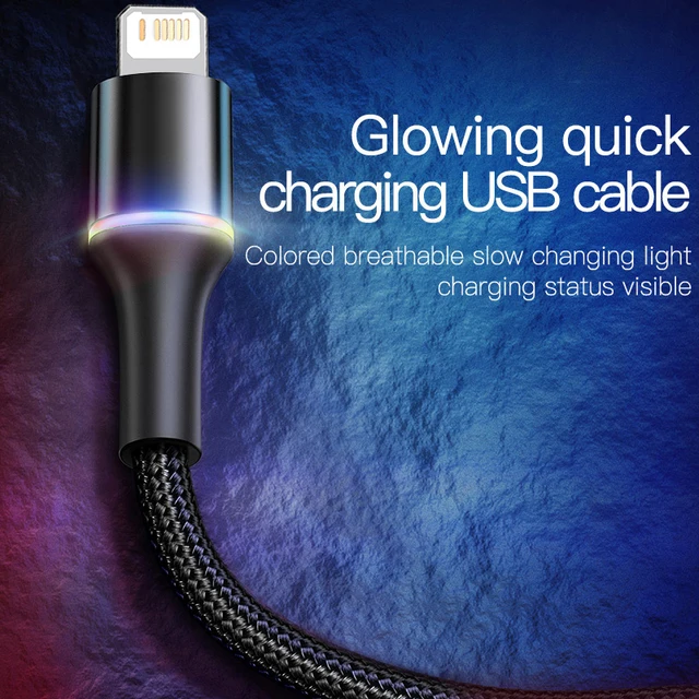 Cable USB LED pour Recharge Rapide, Cordon de Chargeur pour iPhone – Image 3