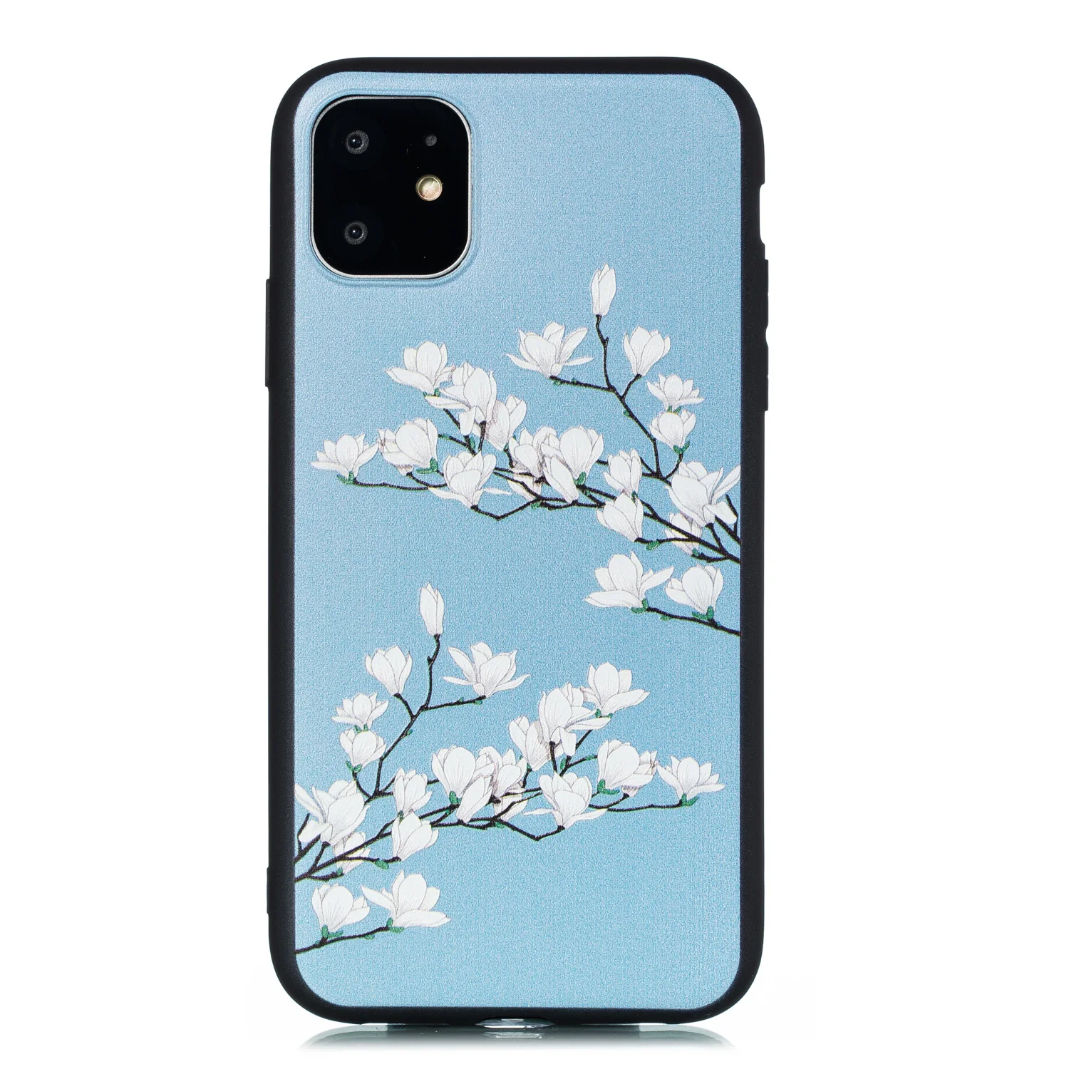 

Blue and white Magnolia phone case for iphone 11pro max6 7plus 8 8plus X phone cover for iphone xr xsmax soft tpu