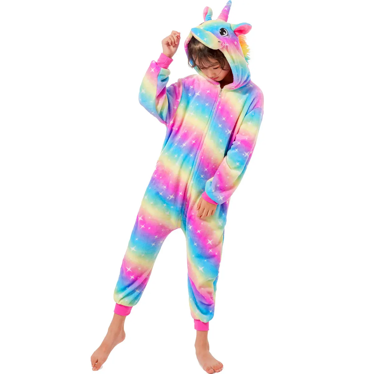 Детская Пижама Kigurumi, детские пижамы с единорогом и животными милые пижамы комбинезоны для маленьких мальчиков и девочек зимняя пижама с длинными рукавами