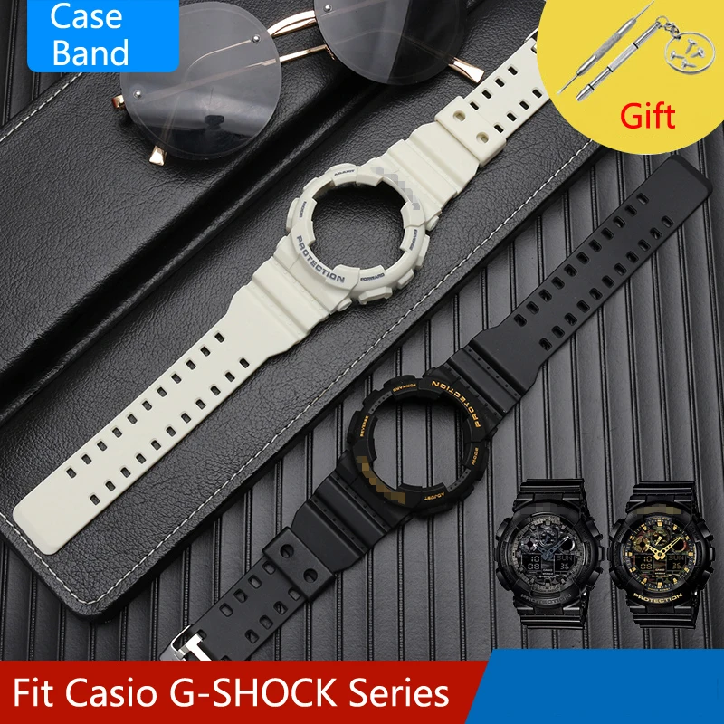 

Strap & Watch case for casio watch band silicone bracelt blet casio g-shock watchband smart watch GA110 accessories pin buckle