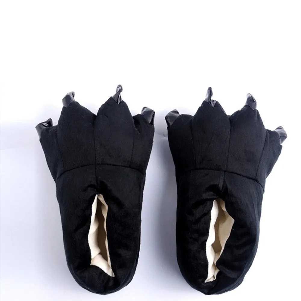 Теплые зимние домашние тапочки для маленьких девочек; забавная обувь в виде лап монстра; FEB1 - Цвет: A