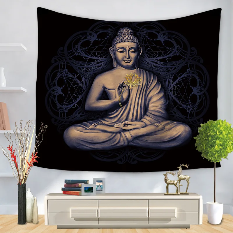 Индийский Будда статуя гобелен настенный гобелен из ткани психоделический Коврик для йоги украшения дома - Цвет: 3