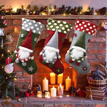 

New Christmas Stockings Christmas Sock Faceless Dolls Candy Gift Bag New Year Ornaments Pendant Fireplace Xmas Tree Decoration