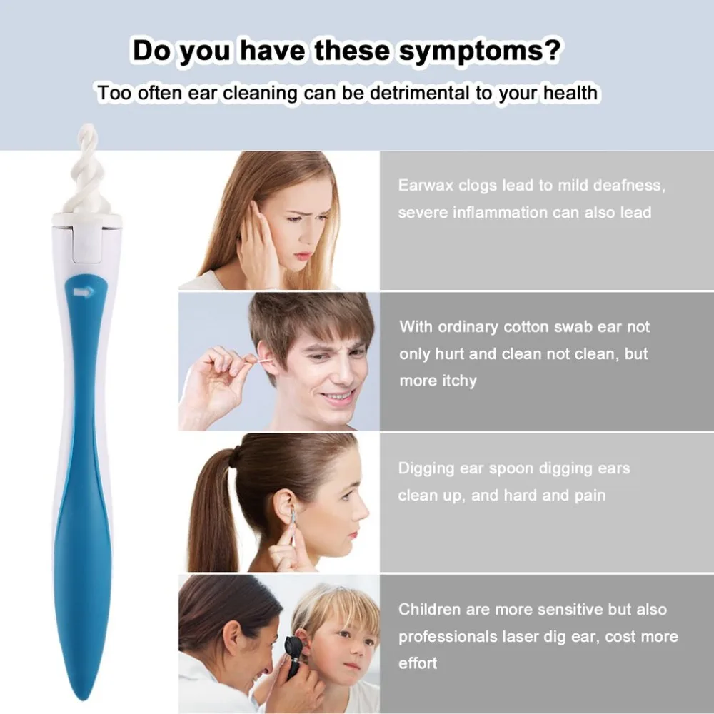 

16 Tips Smart Ear Cleaner Earpick Swab Easy Earwax Removal Soft Spiral Cleaner Prevent Ear-pick Clean Tools Ear Care Kit