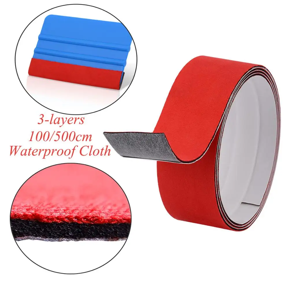 

FOSHIO 1/5M 3 Layer Vinyl Squeegee Fabric Felt Edge Carbon Fiber Foil Film Window Tint Wrap Scraper No Scratch Protective Cloth