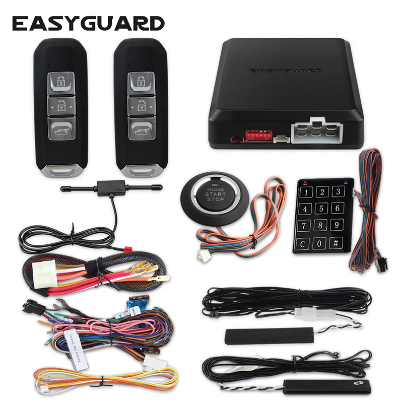 EASYGUARD start stop engine system keyless universal version push button start remote engine start touch password entry DC12V easyguard remote start car alarm keyless entry push start system central lock touch password entry