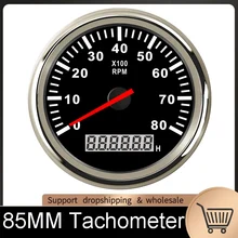 85mm Boat Tacho Gauge with LCD Hourmeter 6000/ 8000 rpm Tachometer Gauge Fit For Car Marine Yacht 9~32V