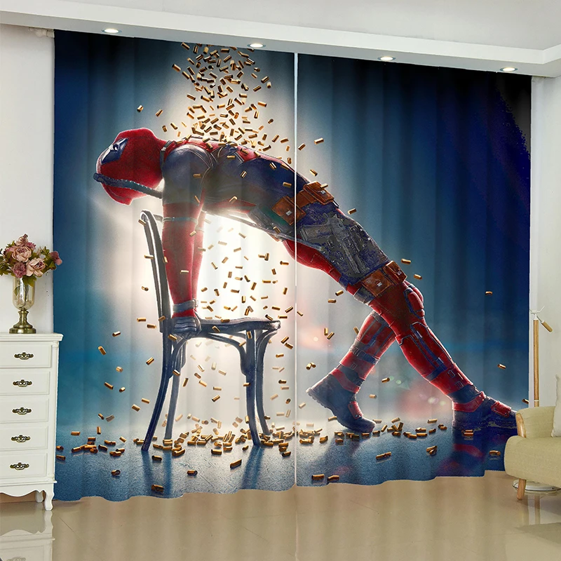 Style 3 Marvel Deadpool, 2 панели/комплект, занавеска для окна, занавеска из ткани, затемняющие, термоизолированные, Мультяшные, для детской гостиной, спальни - Цвет: Style 3