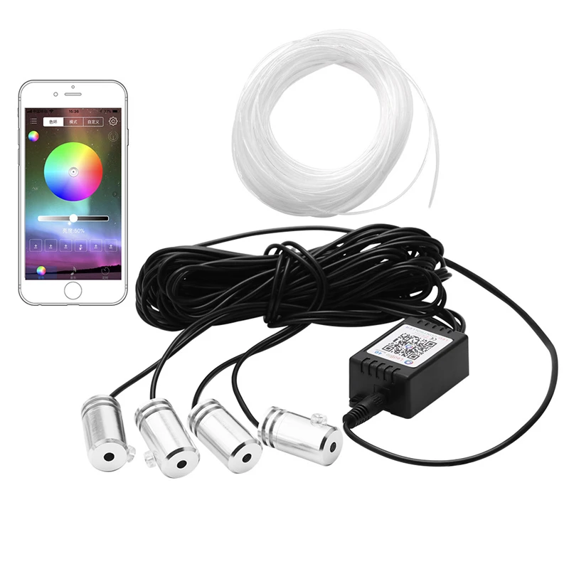 

5 in 1 6.2M Sound Active EL Neon Strip Light RGB LED Car Interior Light Multicolor Bluetooth Phone Control Atmosphere Light 12V