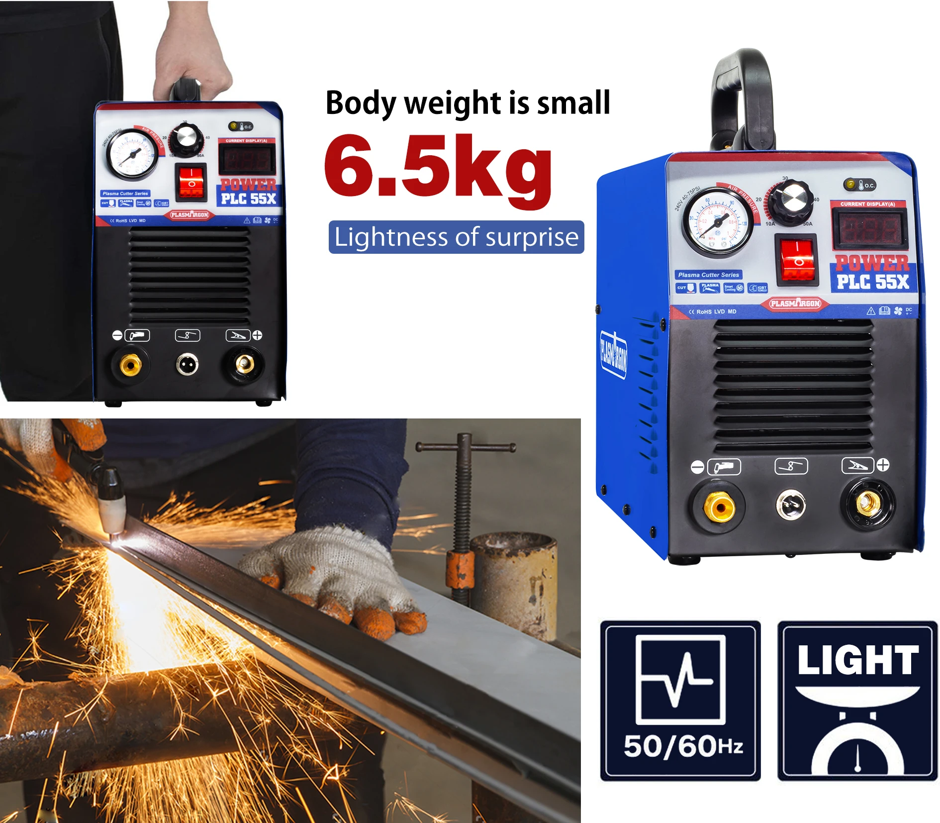 PLASMARGON Air Plasma Cutter Machine PLC55 Inverter Air Plasma Cutter 50Amp IGBT 110V/220V Welding Equipment 4
