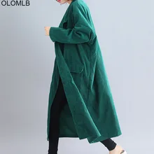 Плюс Размер 6XL длинное пальто вельвет осень зима новые женские куртки больших размеров Кардиган Женская одежда свободные над размером d верхняя одежда