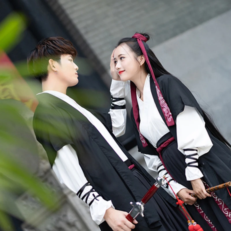 Традиционный китайский hanfu костюм Древняя китайская мужская женская Феи женский китайский Стиль Повседневный улучшенного качества; в стиле династии Тан; народные костюмы DL4188