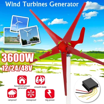 

3600W Wind Power T urbines Generator 12/24/48V 5 Wind Blades Option With Charge Controller Use for Home,lights,Camping,Boat