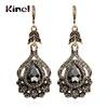 Kinel 2022 New Luxury Gray Crystal Bridal Earrings For Women Antique Gold Color Beach Party Drop Earrings Vintage Jewelry ► Photo 1/6