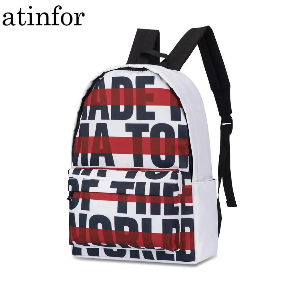 

atinfor Brand Waterproof Letter Printing Student Backpack College Girls Daily College Laptop Bagpack