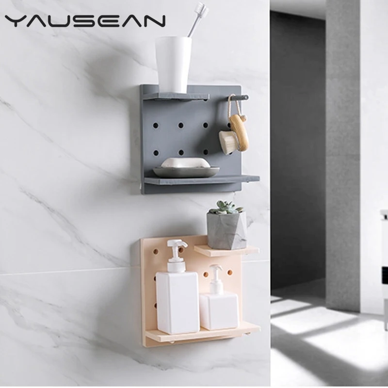 

Creative DIY Shelf Bathroom Holder Kitchen Storage Holders Rack Robe Hooks Sucker With Hooks Living Room Decorating Wall Shelves