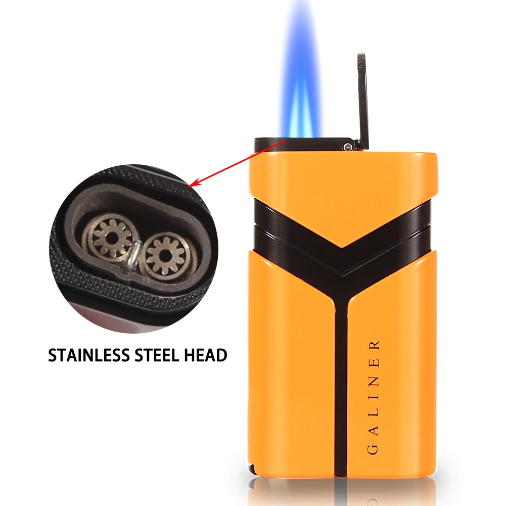 

Galiner Portable Butane Lighter Gas Cigar Punch Accessories Metal 2 Torch Jet Cigar Lighter Windproof Gift Cigarette Lighter