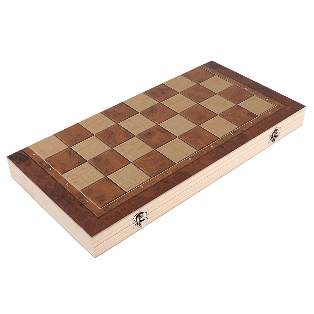 Chess & Checkers & Backgammon 3 in 1 Chess Toy Wooden Chess Tournament Chess Checkers Set Gift 44 x 44cm