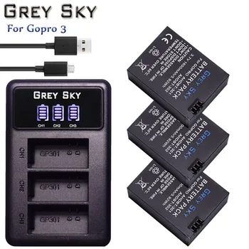 

3Pcs 1600mAh Hero 3 Gopro Hero3 Battery Replacement + LED Dual USB Charger for GoPro Go pro Hero 3 3+ Cameras