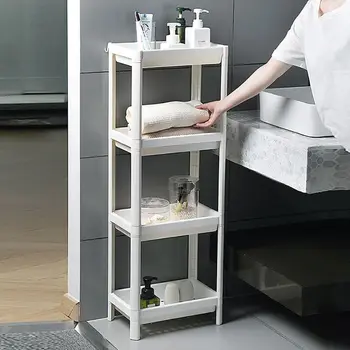 

Multi-layer Fridge Side Shelf Storage Rack Slim Slide Tower Assemble Plastic Bathroom Shelf Sundries Storage Rack Space Saving