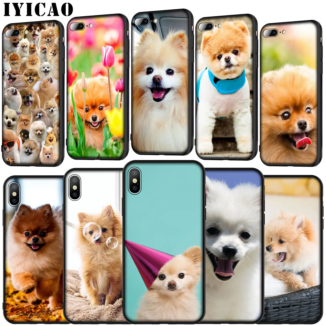 IYICAO Pomeranian dog dogs Мягкий силиконовый чехол для iPhone 11 Pro XR X XS Max 6 6S 7 8 Plus 5 5S SE черный ТПУ