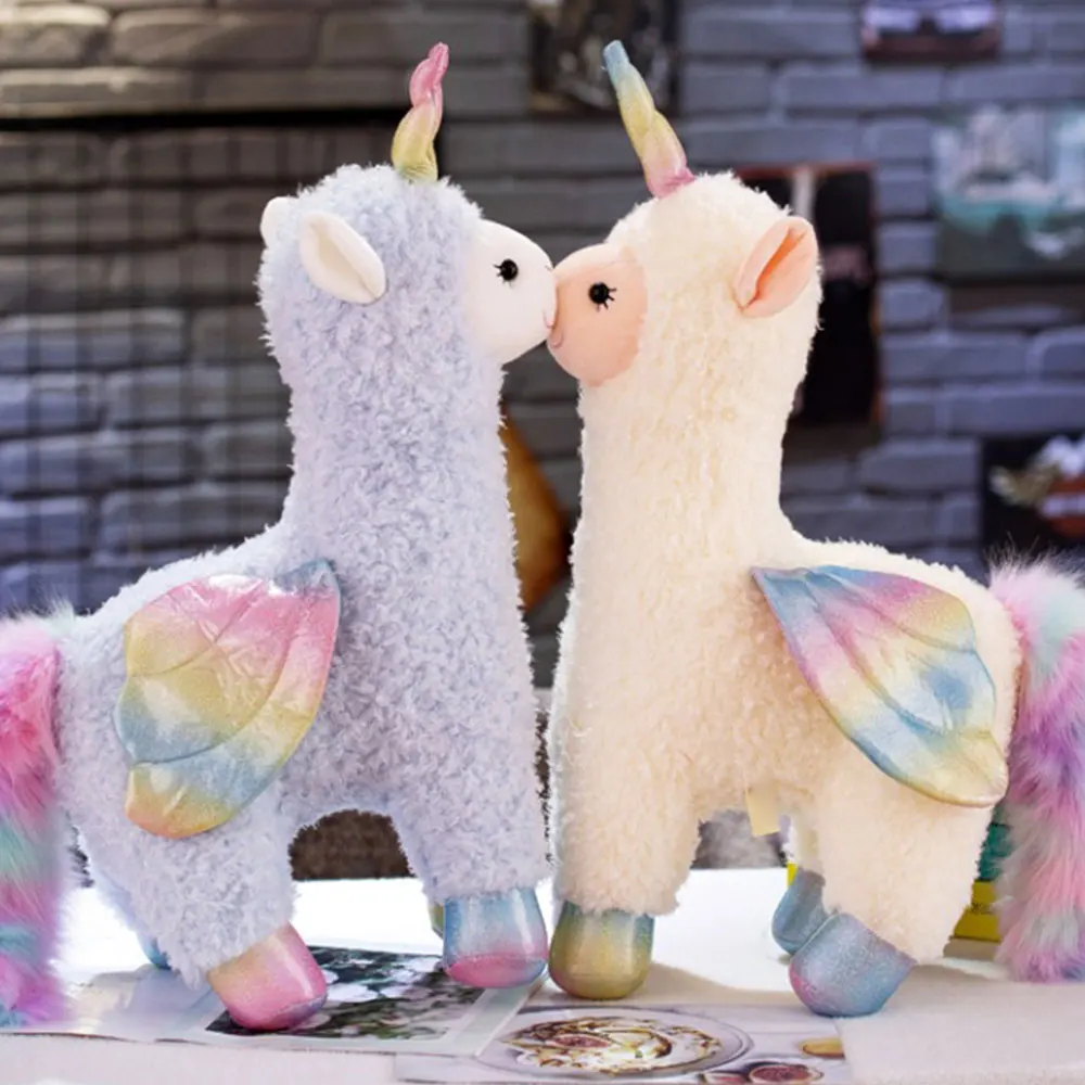 

30/50/60cm Rainbow Alpaca Plush Toys Doll with Wings Cute Soft Stuffed Toys Plush Doll Toys Gift for Children Girlfriend