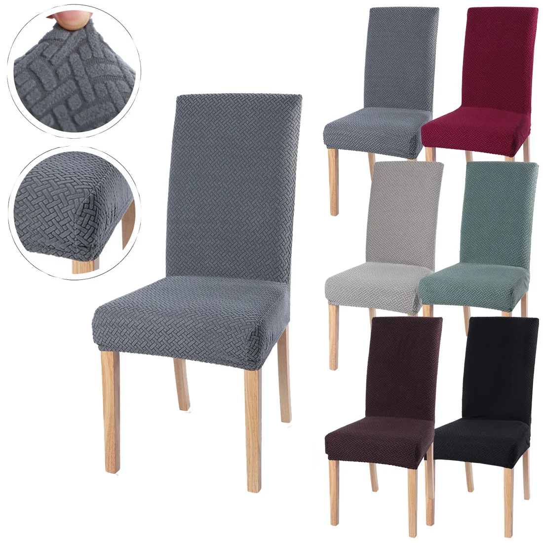 

1/2/4/6Pc Polar Fleece Fabric Thick Soft Slipcovers Solid Color Chair Cover Elastic Office Chair Banquet Hotel Seat Chair Covers