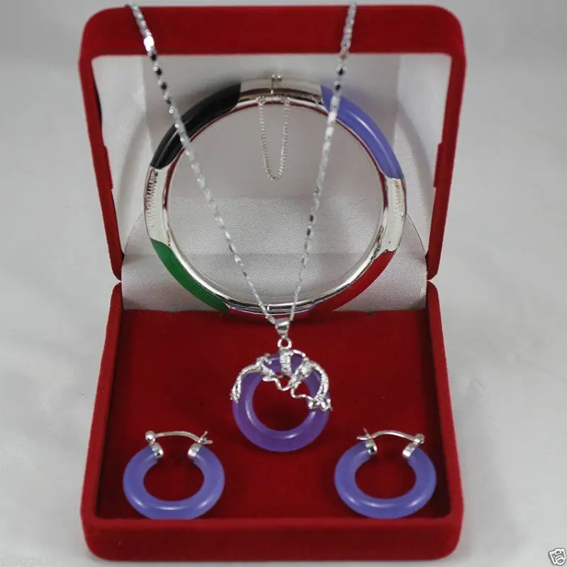 FREE SHIPPING&gt&gt@&gt Jewelry 001256 Wonderful Multicolor Jade Circle Dragon Pendants Necklace Earring Bracelet Natural jewelry |