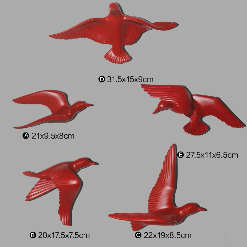 Красный 3D Смола птица украшение дома декор настенные наклейки украшения - Цвет: Красный