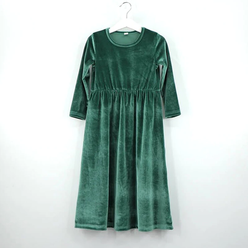 

Girls dresses long sleeves kids clothes shiny velvet autumn/winter girl dresses children clothing fashion kids long dress