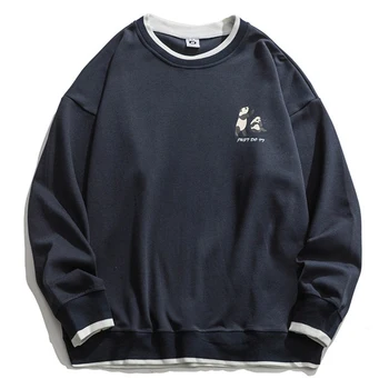 

Mens Solid Color Sweatshirts Hoodies Long Sleeve Oversize Pullover Unisex Hoodie 2020 Autumn Male Loose Panda Print Sweatshirts