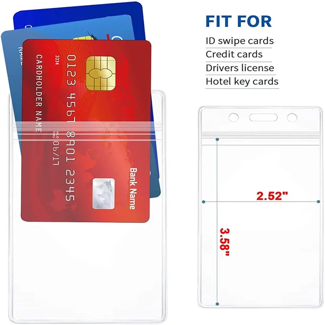 5pcs Transparent Pvc Vertical Plastic Card Holder, Waterproof Id