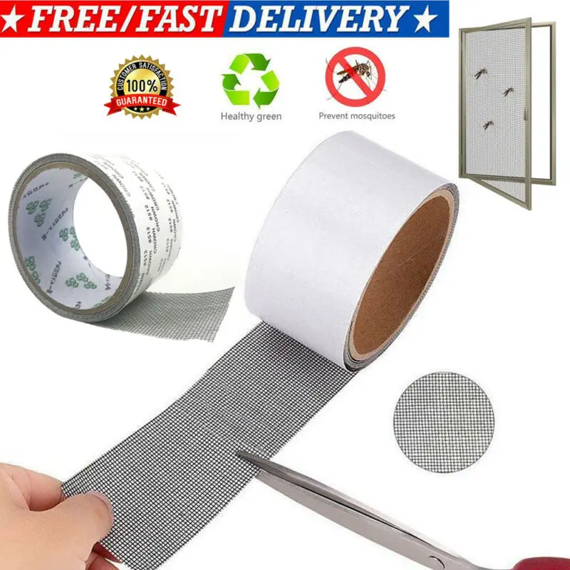 

Repair Tape Window Door Screen Patch Repair Kit Tape Black Mesh 5*200cm Window Hole Repaire Tape Waterproof Mosquito Net Cover