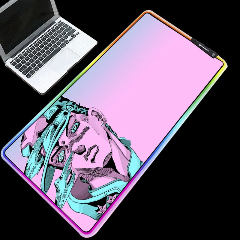 PROD 1005003277657413 Hot Anime Jojos Bizarre Adventure Mouse Pad RGB
LED Computer Accessories Keyboard Mice Pads Thickness 3/4mm 7 Colors
for Gaming