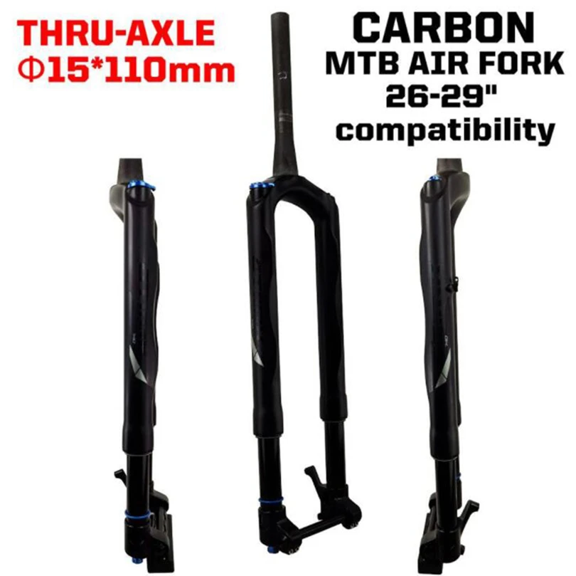 Mtb Carbon Fork Gtmrk Mountain Bike Air Suspension Forks 26"29" Universal Thruaxle15mm*110mm