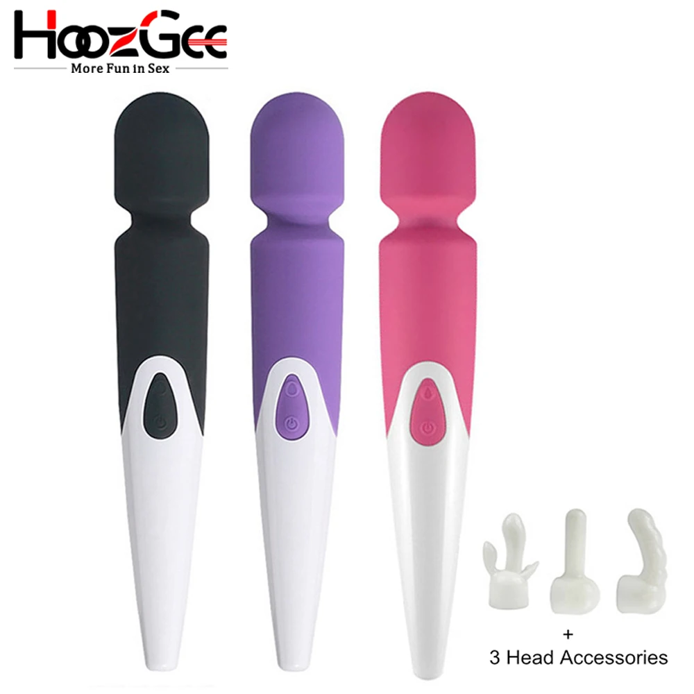 HoozGee мастурбация шок стержень с 3 головы для Для женщин Средства ухода за кожей массаж Stick 10 Частота вибрации AV массажер палочка для взрослых