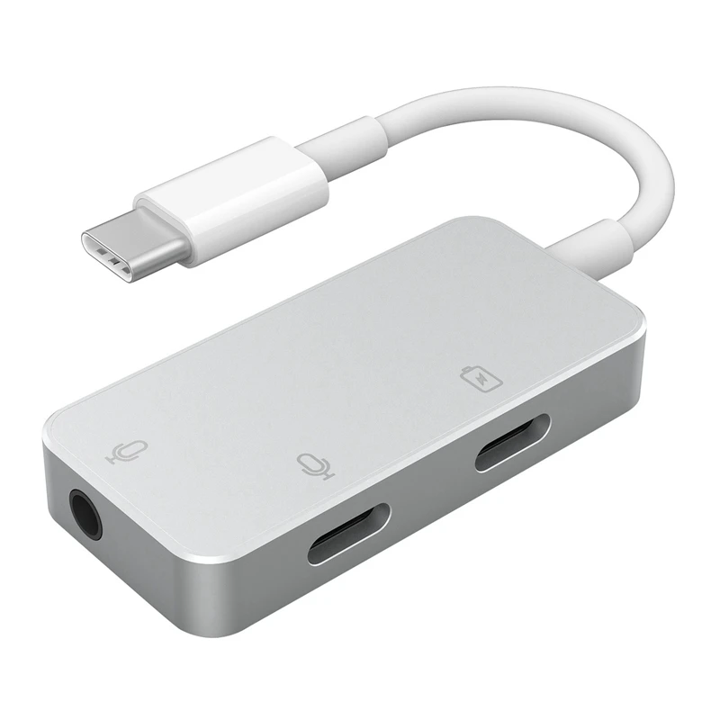 3 in 1 Type C Headphone Adapter USB C Splitter Jack AUX o Charging Converter for Phone Tablet Laptop