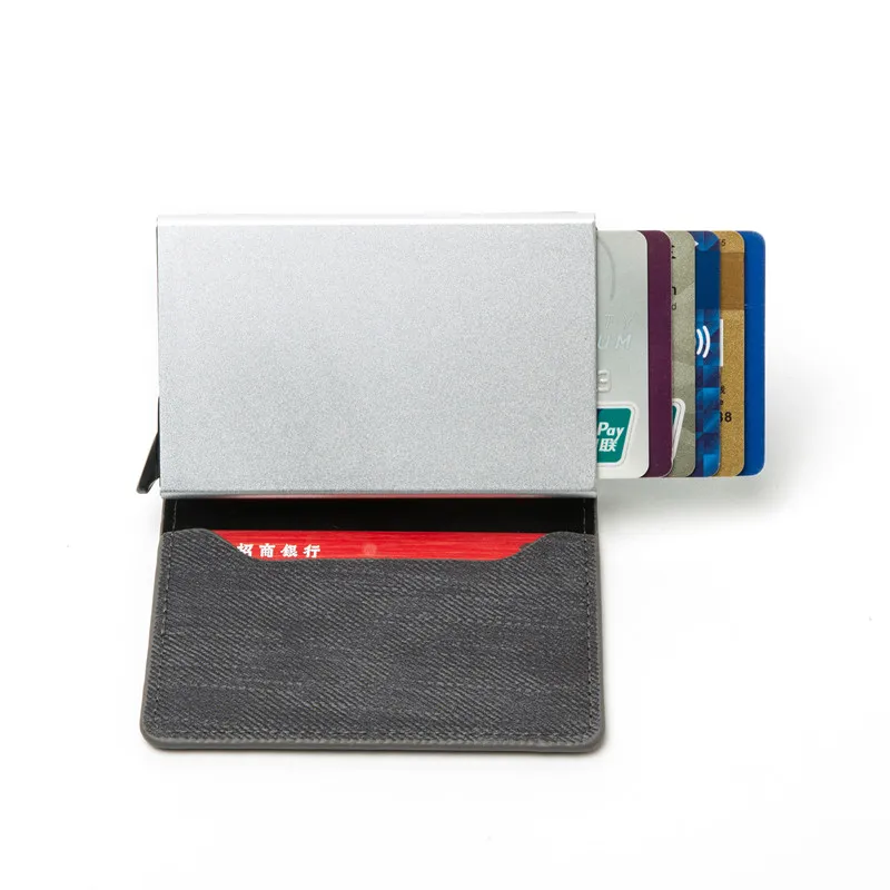 ZOVYVOL джинсовый держатель для Карт RFID блокирующий держатель для карт Противоугонный клатч одиночная коробка мужской женский кошелек Бизнес всплывающий металлический чехол для ID