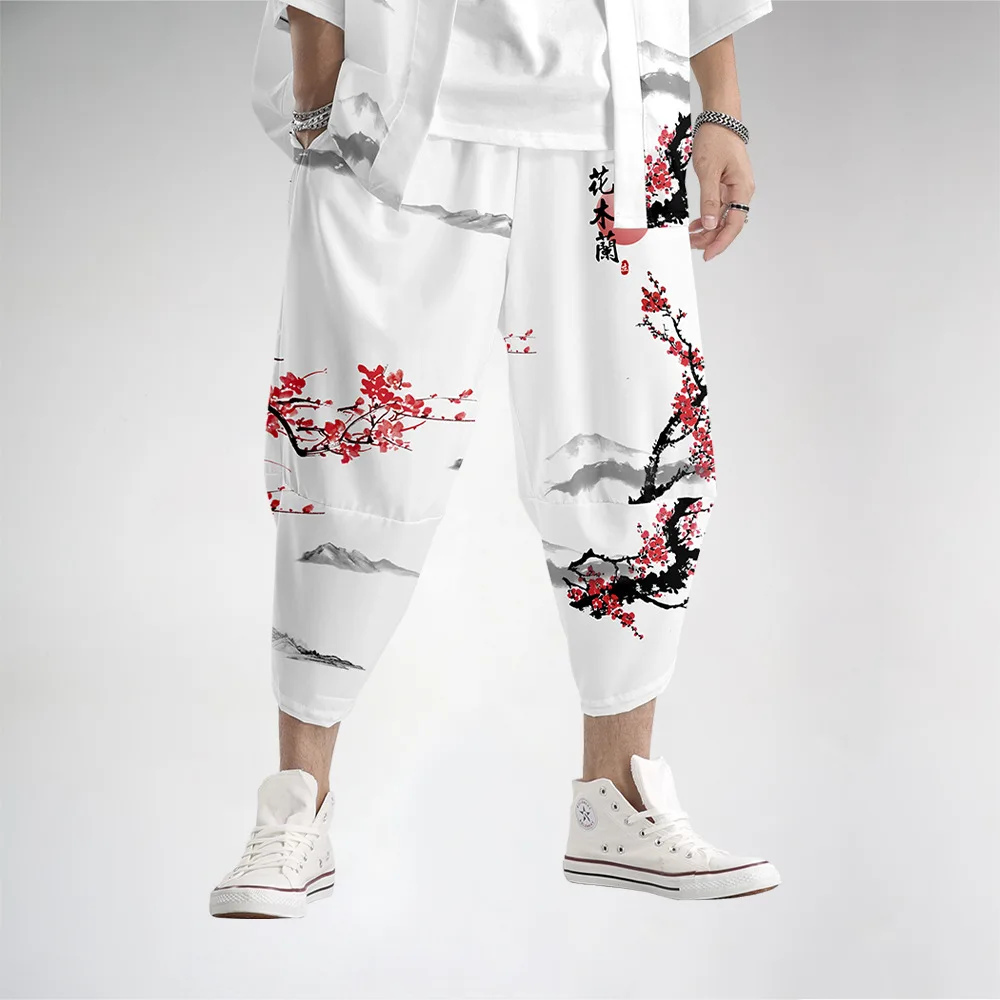 chinês com estampa floral para homens, moda hip hop, vestuário masculino