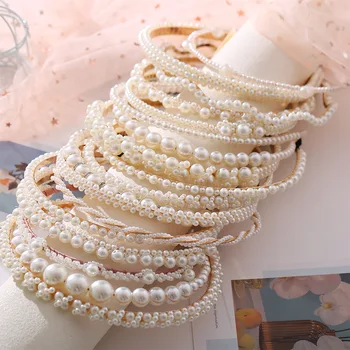 Modyle 2021 New Women Elegant Full Pearls Hairbands Sweet Headband Hair Bundle Lady Hair Hoops Fashion Accessories