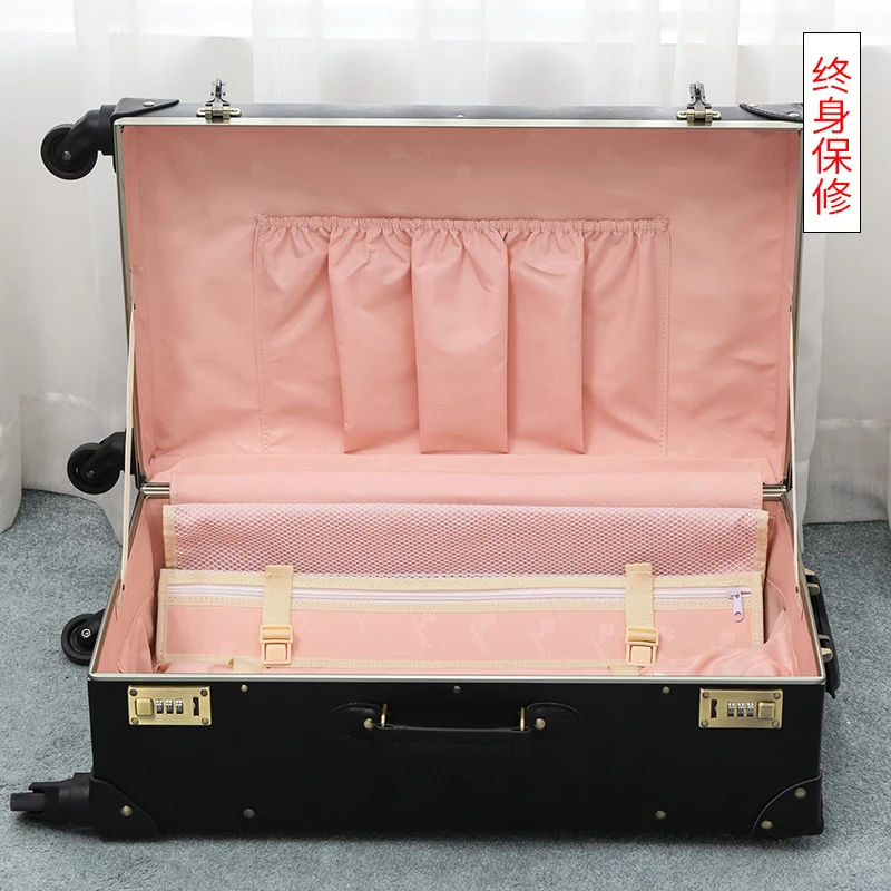 Retro Bag Luggage Set Suitcase Women Men Travel Bags,leather The Box Pu  Trolley Cosmetic Case,new Style, Lock, Mute,13 22 24 - Rolling Luggage -  AliExpress