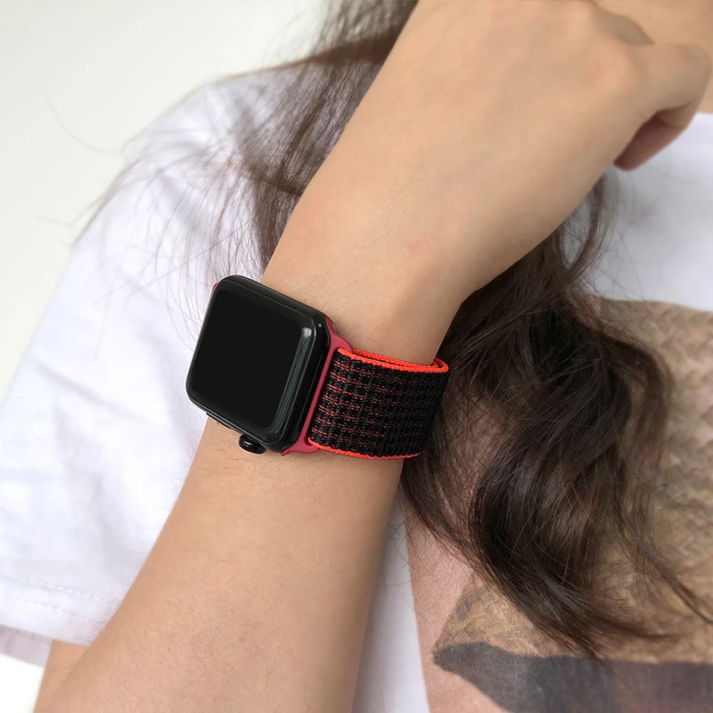 Для наручных часов Apple Watch серии 3/2/1 38 мм 42 мм нейлон мягкий дышащий нейлон для наручных часов iWatch, сменный ремешок Спортивная петля series4 40 мм 44 мм