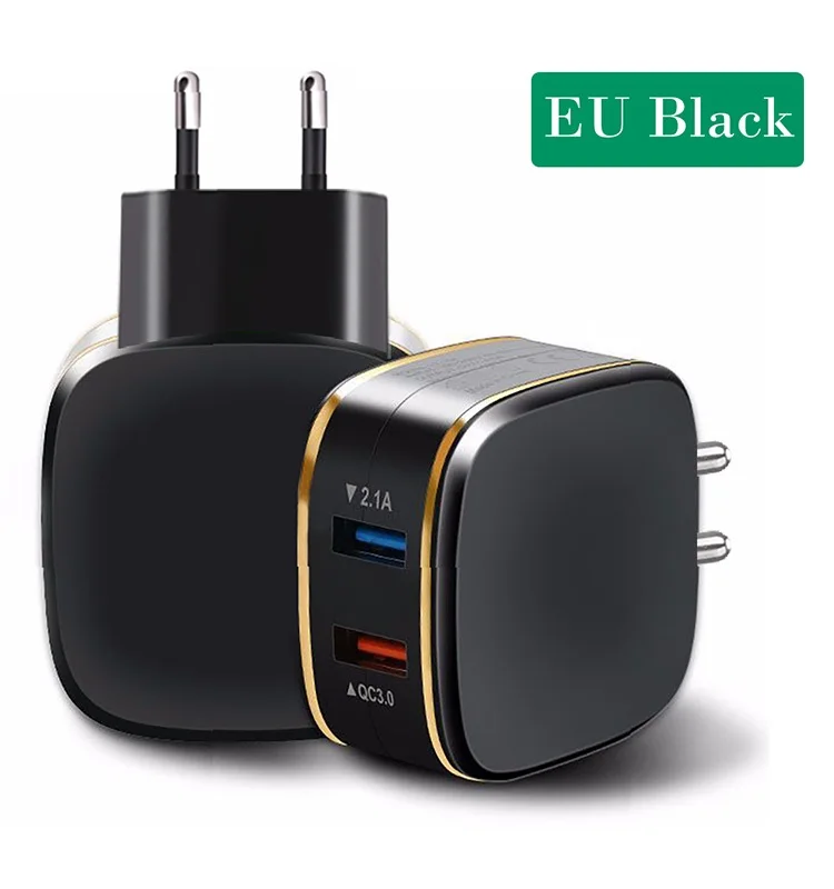 EU Plug Black NOHON Fast Charging Travel Charger for iPhone QC 3.0 Quick Charge Dual USB Wall Charger for Samsung Xiaomi Mobile Phone Adapter - Тип штекера: EU Plug Black