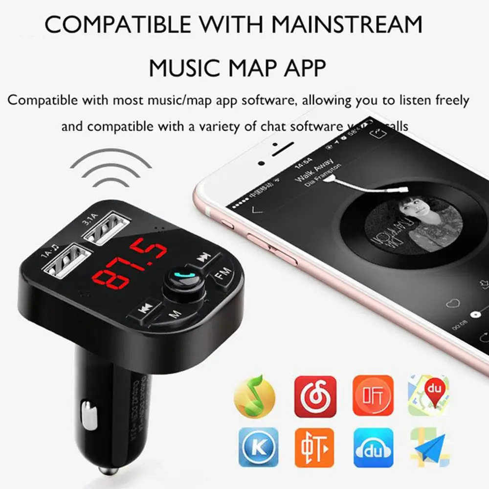 Портативный автомобильный fm-передатчик Bluetooth 5,0 MP3 гарнитура стерео музыка fm-передатчик Bluetooth универсальный 3.1A fm-адаптер