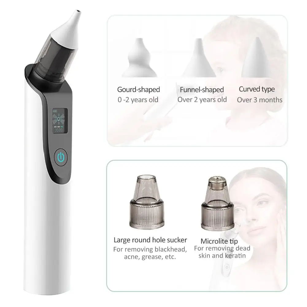  Nasal Aspirator Baby Electric Nasal Aspirator Newborn Baby Nose Cleaner Adult Blackhead Remover Bea