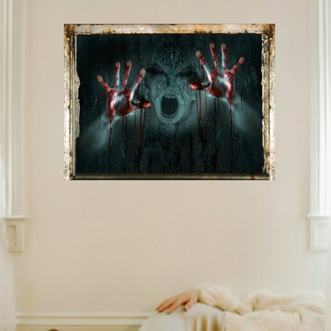 

Creative terror effect Halloween gothic wallpaper stickers game Power Limited ghost wall decor decal home decor mural Halloween