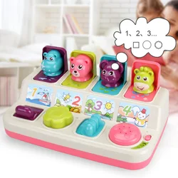 Juego interactivo de Peekaboo Pop Up con forma de Animal, juguete con música, regalo para niños