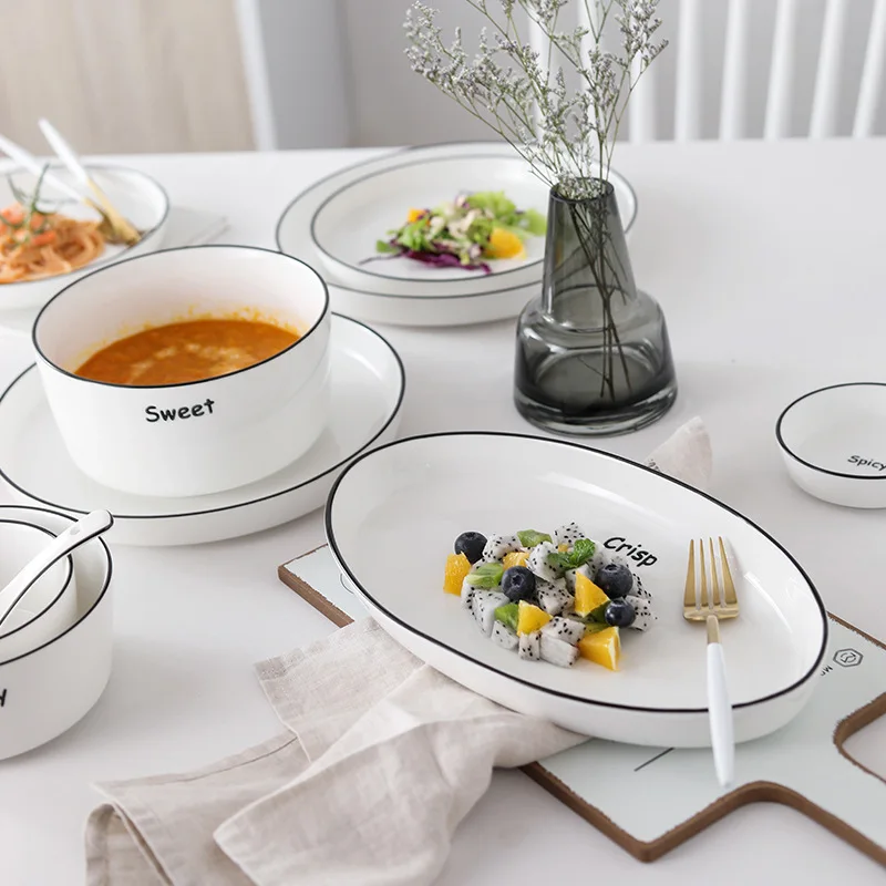 Керамические домашние миски английские ins большие супницы для еды блюда Тарелка для рыбы европейские миски простые блюда в скандинавском стиле