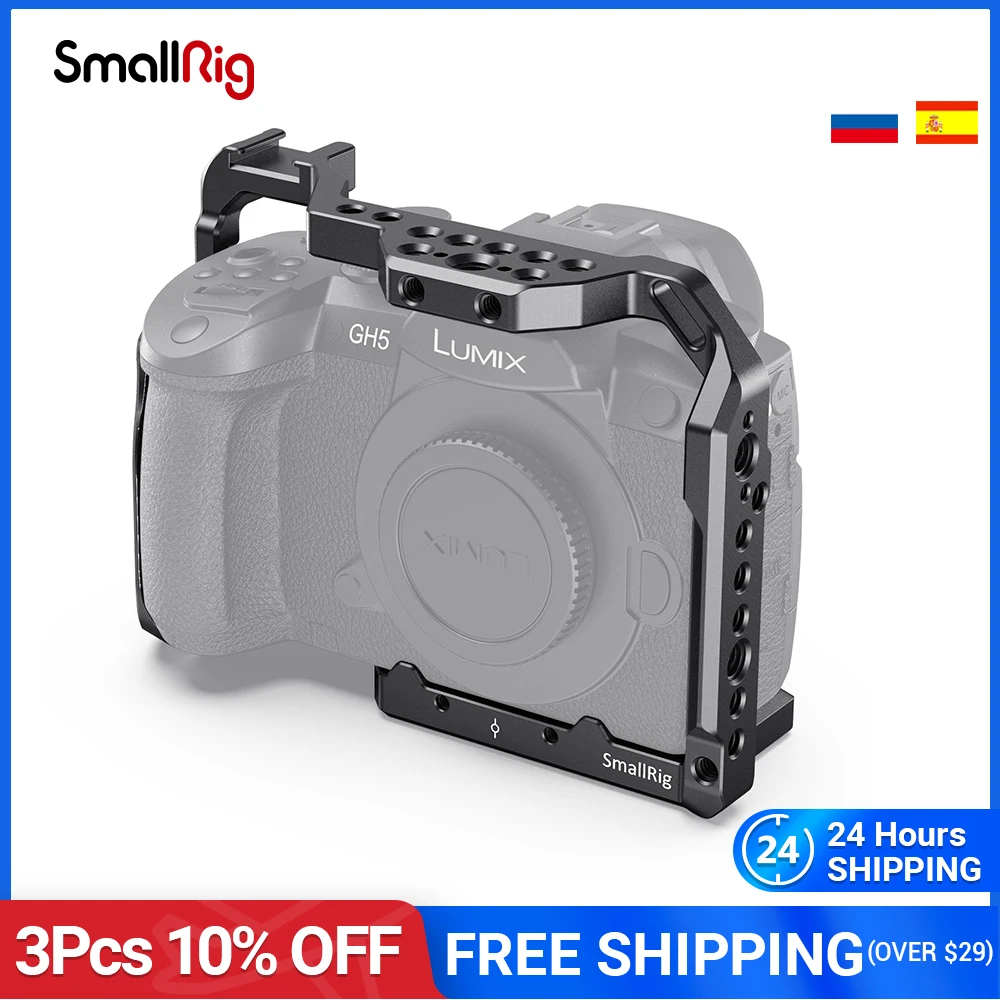 SmallRig GH5 Cage For Panasonic Lumix GH5/GH5S Camera Cage With 1/4' 3/8' Threading Holes+Cold Shoe+NATO Rail -2646